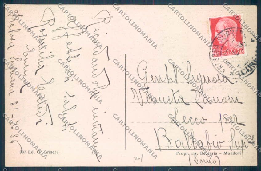 Cuneo Frabosa Soprana cartolina ZB2162 – retro