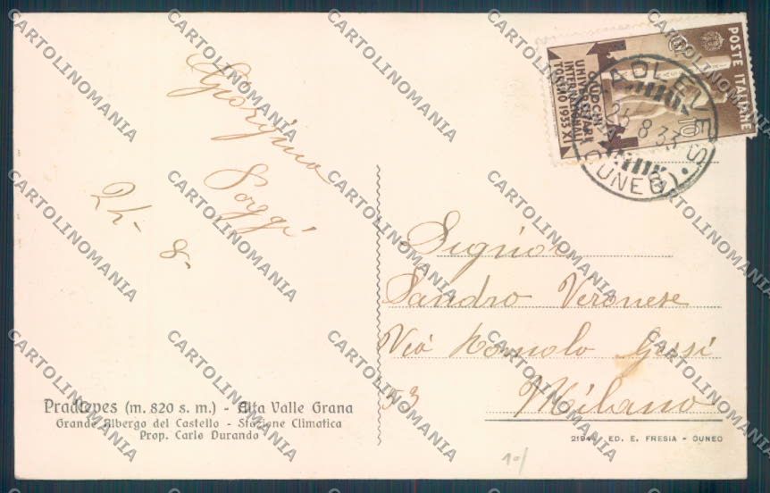 Cuneo Pradleves cartolina ZB2274 – retro