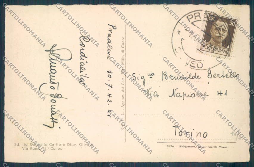 Cuneo Pradleves cartolina ZB2275 – retro