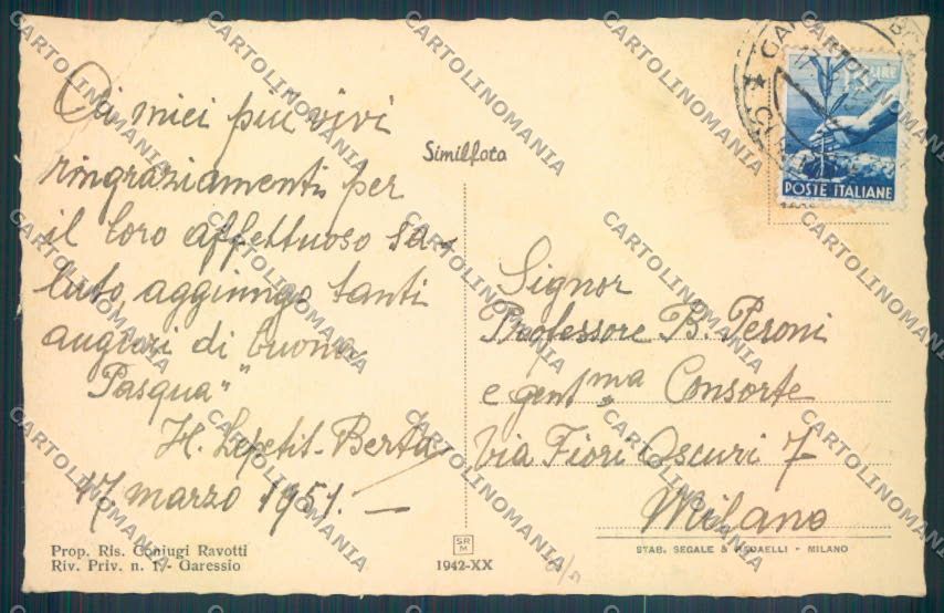 Cuneo Garessio Pecora cartolina ZB2556 – retro