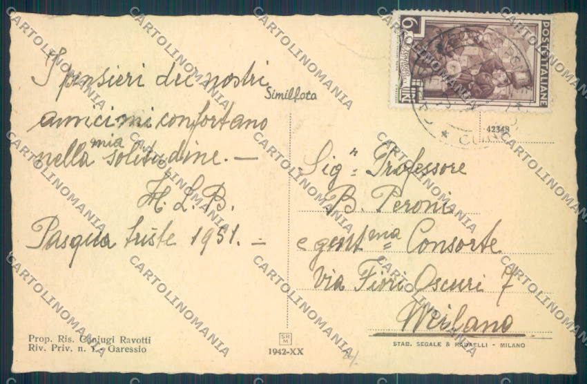 Cuneo Garessio Pecora cartolina ZB2557 – retro