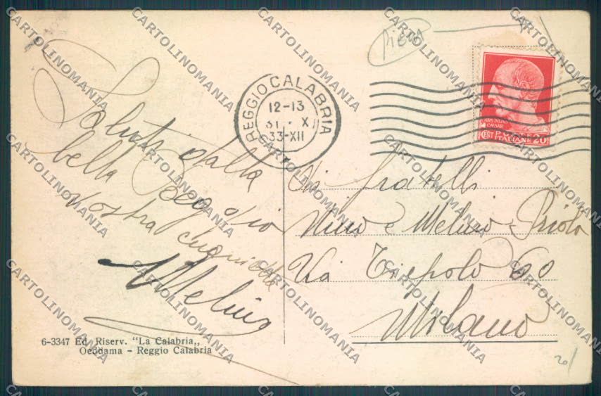 Reggio Calabria Città PIEGA cartolina ZB2698 – retro