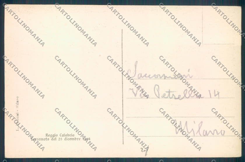 Reggio Calabria Città Terremoto cartolina ZB2758 – retro