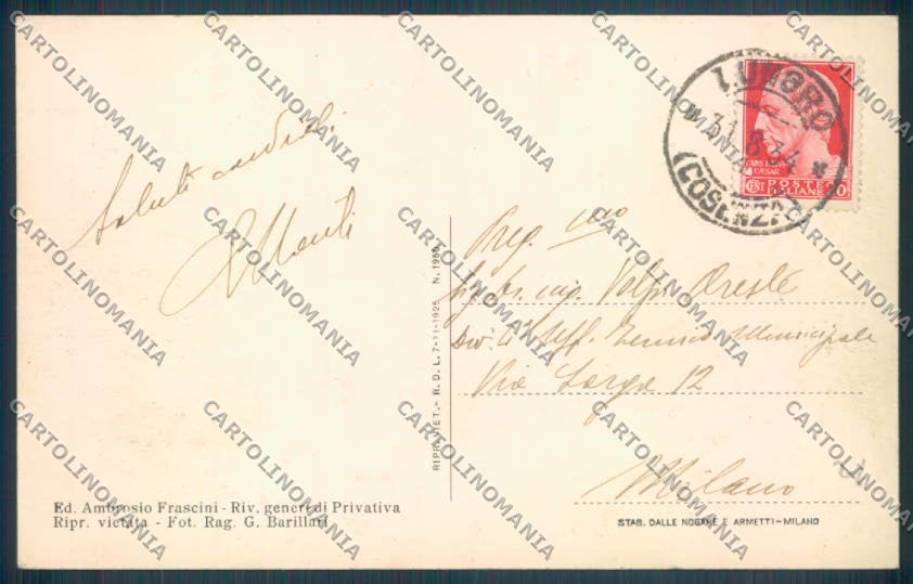 Cosenza Lungro Nevicata cartolina ZB2790 – retro