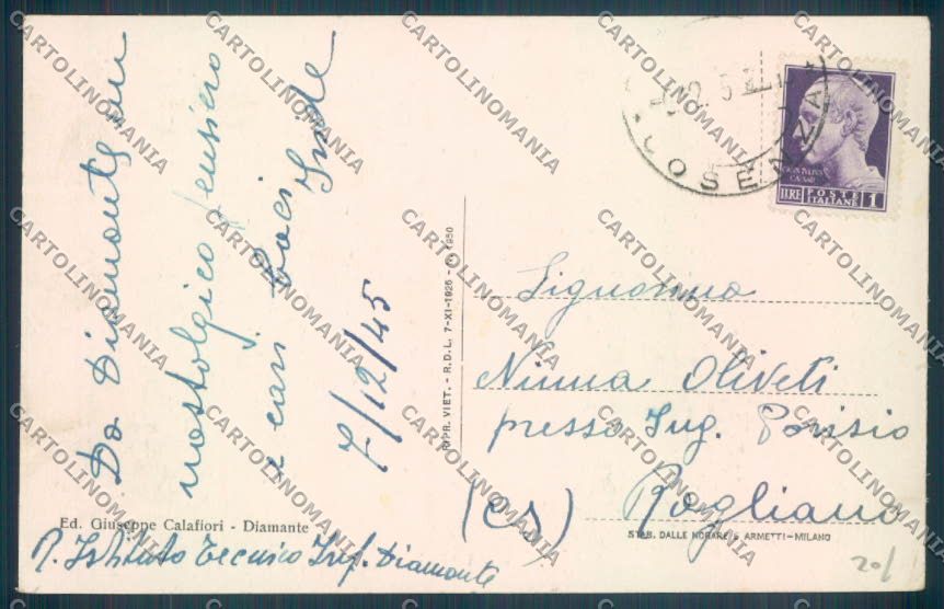 Cosenza Diamante cartolina ZB2791 – retro