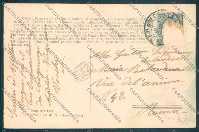 Frosinone Fiuggi Anticoli di Campagna COLORATA cartolina ZB3262 – retro