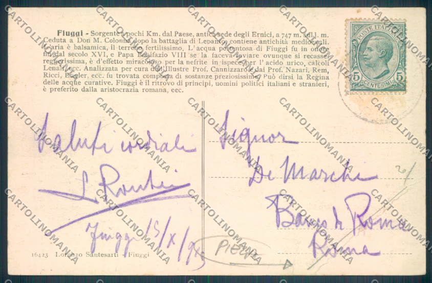 Frosinone Fiuggi PIEGA cartolina ZB3268 – retro