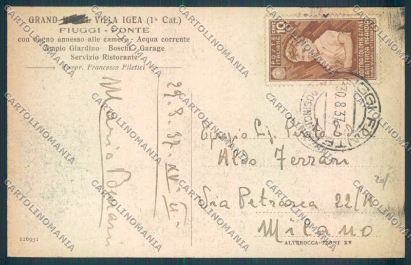 Frosinone Fiuggi Pubblicitaria cartolina ZB3274 – retro