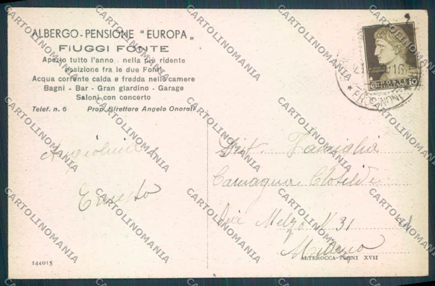 Frosinone Fiuggi Pubblicitaria cartolina ZB3275 – retro