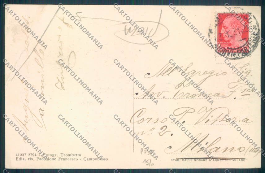Campobasso Città Poste PIEGA cartolina ZB3286 – retro