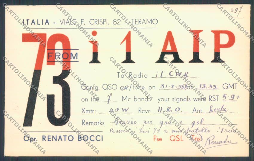 Teramo Città Radioamatori cartolina ZB3314 – fronte