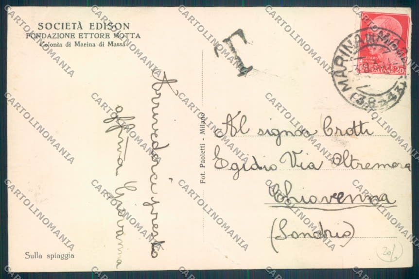 Massa Marina di Massa Foto Edison PIEGA cartolina ZB3500 – retro