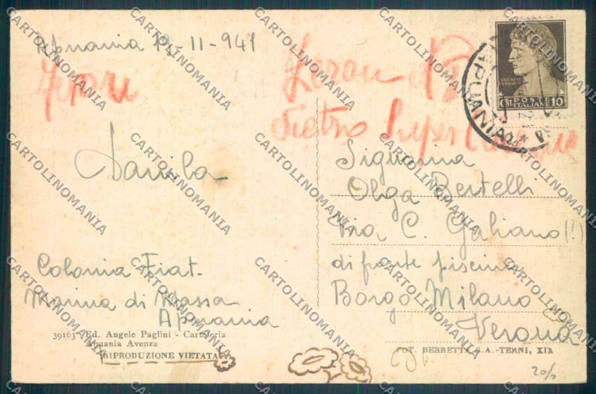 Massa Marina di Carrara Fiat cartolina ZB3516 – retro