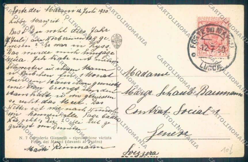 Lucca Forte dei Marmi Barca cartolina ZB3781 – retro