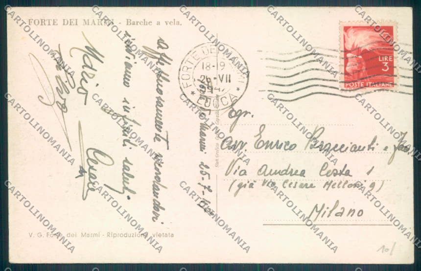 Lucca Forte dei Marmi Barche cartolina ZB3782 – retro