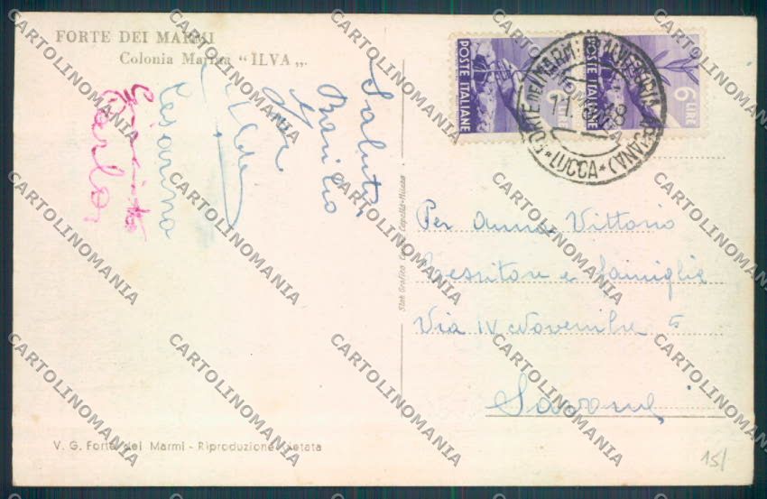Lucca Forte dei Marmi Colonia cartolina ZB3820 – retro