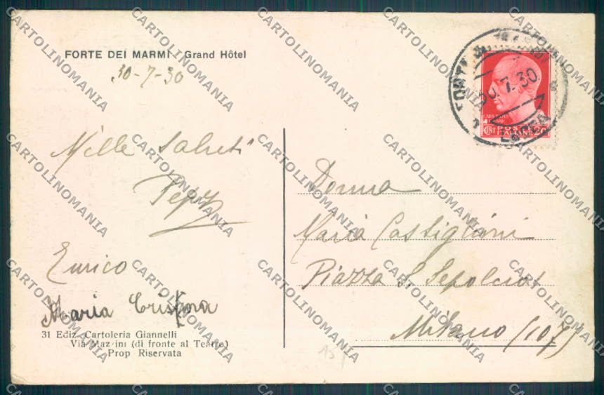Lucca Forte dei Marmi cartolina ZB3822 – retro