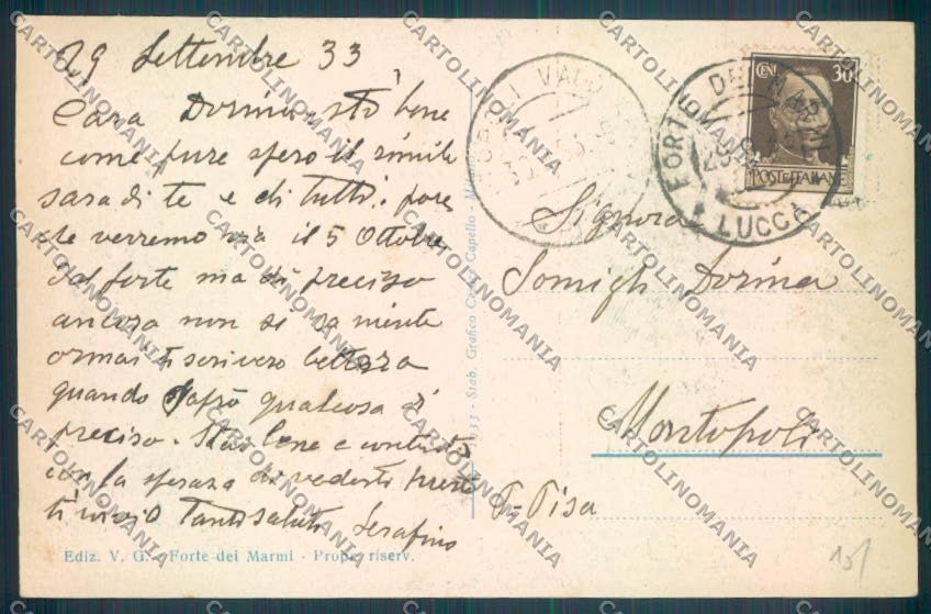 Lucca Forte dei Marmi cartolina ZB3832 – retro