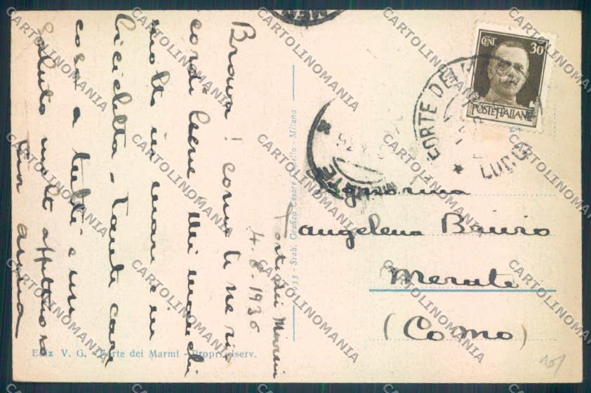 Lucca Forte dei Marmi PIEGA cartolina ZB3833 – retro