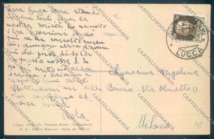 Lucca Forte dei Marmi cartolina ZB3836 – retro