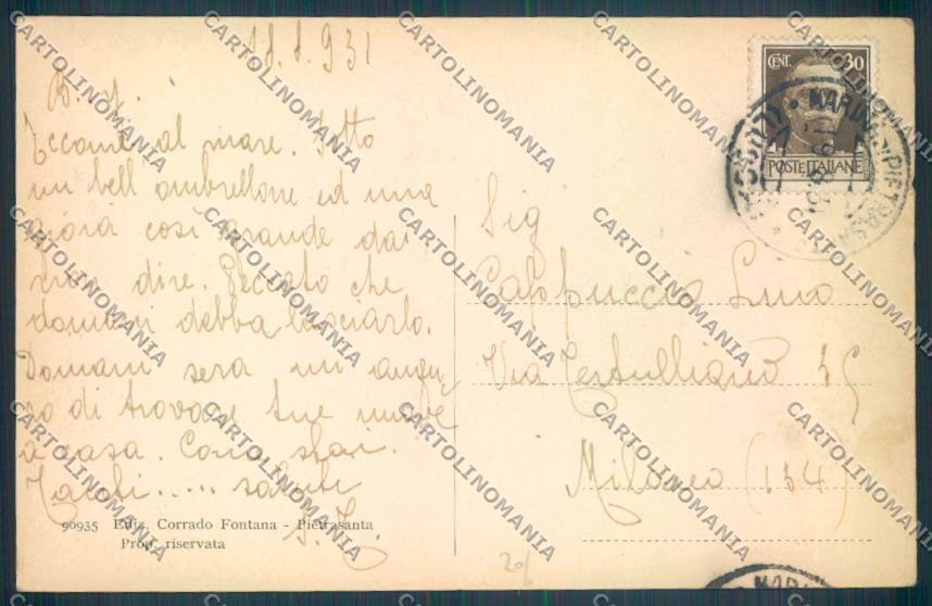 Lucca Marina di Pietrasanta Tonfano cartolina ZB3877 – retro