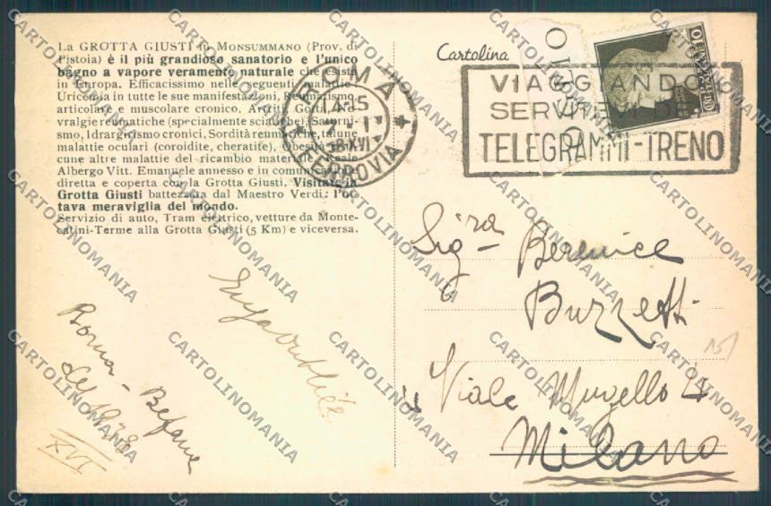 Pistoia Monsummano Grotta cartolina ZB4483 – retro