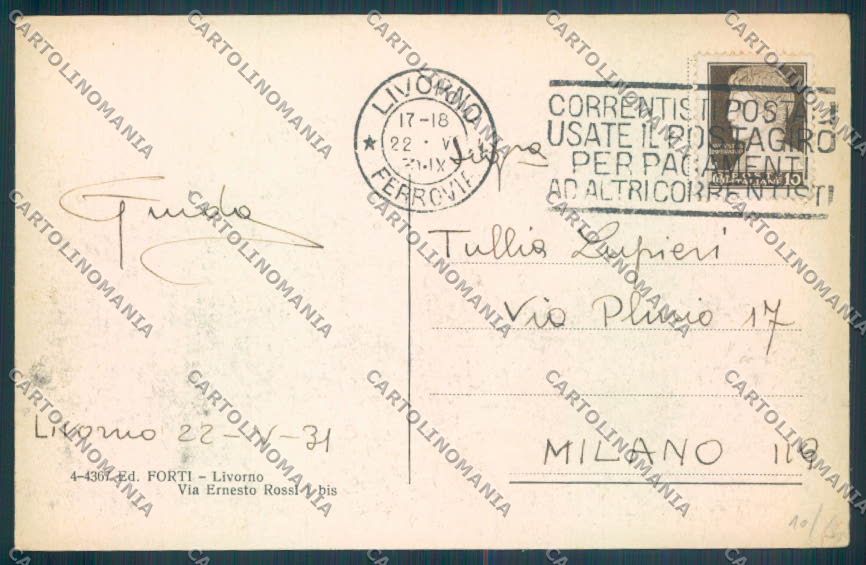 Livorno Città cartolina ZB4978 – retro