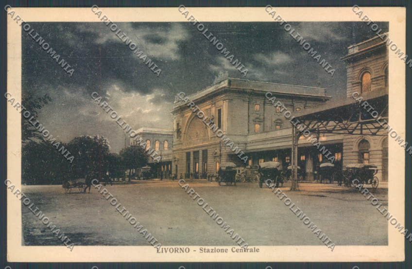 Livorno Città Stazione Chiaro di Luna cartolina ZB5035 – fronte