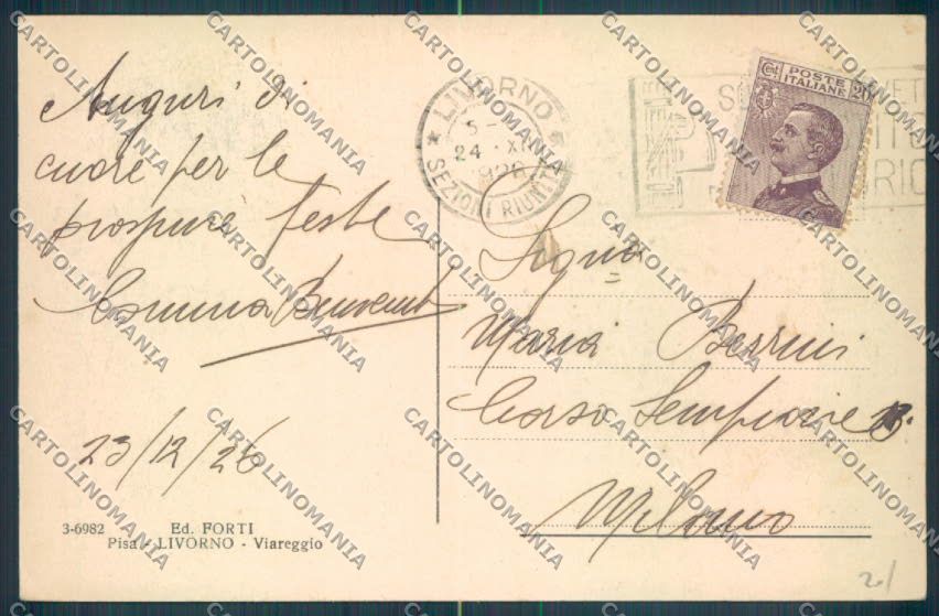 Livorno Città Stazione Chiaro di Luna cartolina ZB5035 – retro