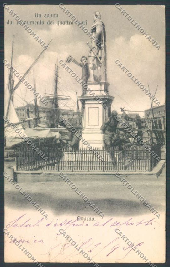 Livorno Città I Quattro Mori PIEGHINE cartolina ZB5078 – fronte