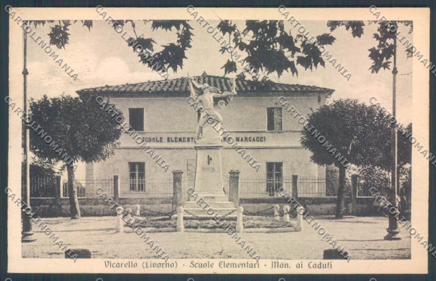 Livorno Vicarello Scuole Elementari Monumento ai Caduti cartolina ZB5436 – fronte
