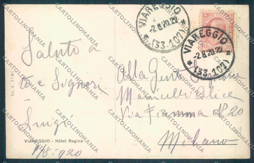 Lucca Viareggio cartolina ZB5616 – retro