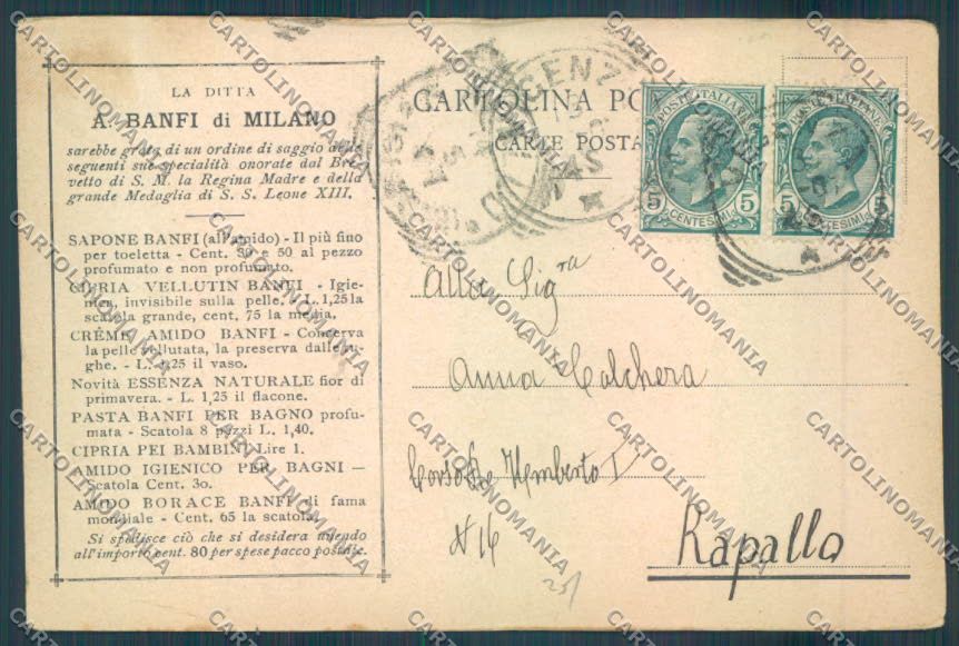 Lucca Viareggio Pubblicitaria cartolina ZB5669 – retro