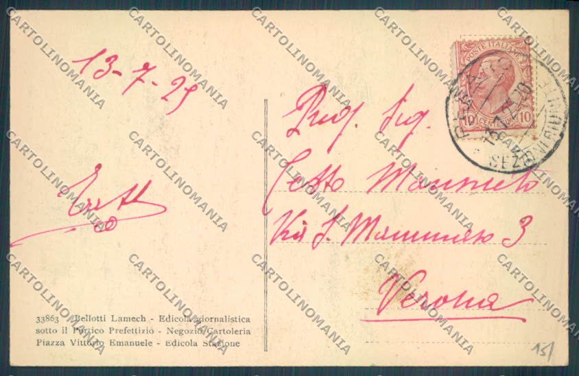 Pesaro Urbino Città Liceo Rossini cartolina ZB5679 – retro