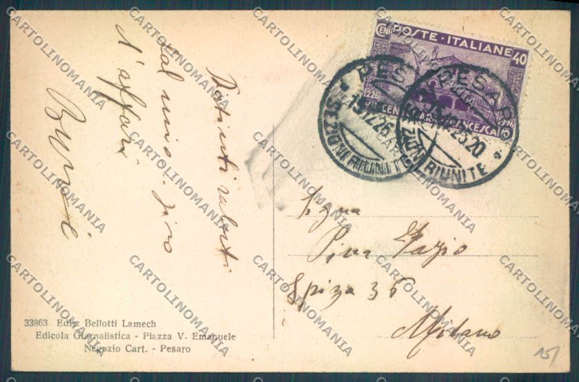 Pesaro Urbino Città Liceo Rossini cartolina ZB5680 – retro