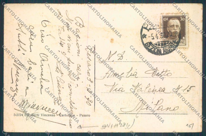 Pesaro Urbino Città PIEGHINE cartolina ZB5685 – retro