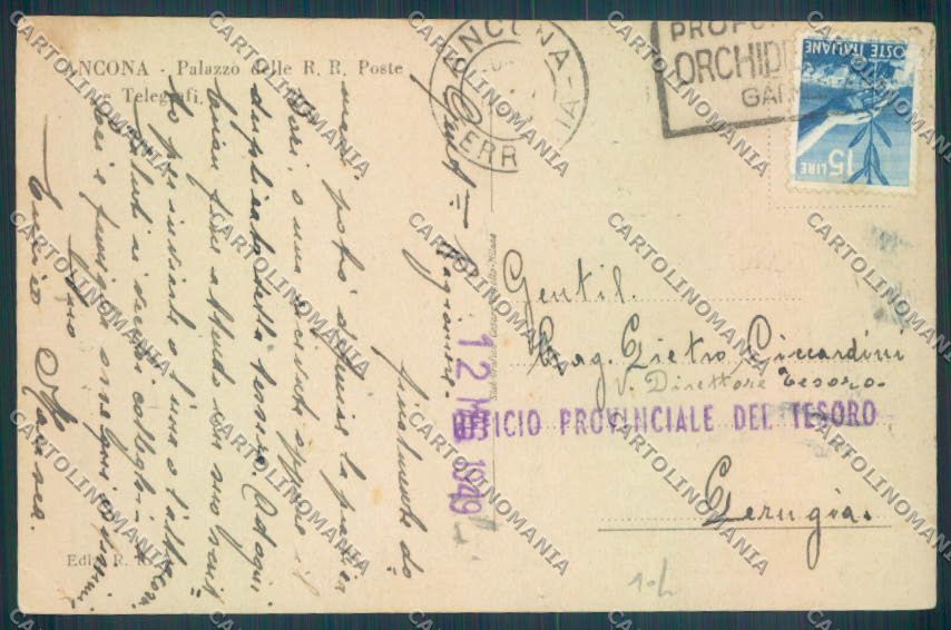 Ancona Città Palazzo delle Poste e Telegrafi cartolina ZB5839 – retro