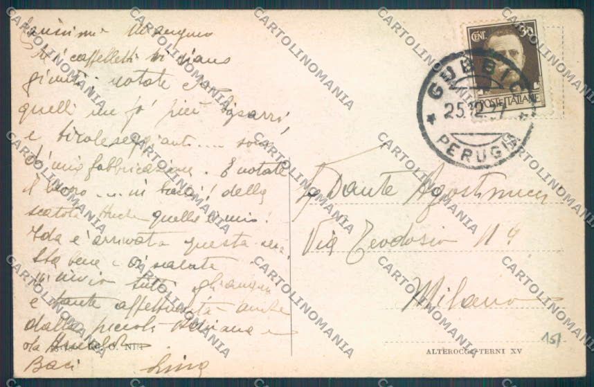 Perugia Gubbio cartolina ZB5936 – retro