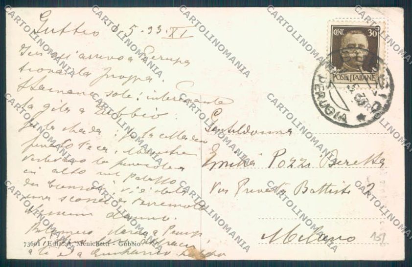 Perugia Gubbio Palazzo dei Consoli cartolina ZB5941 – retro