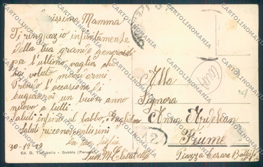 Perugia Gubbio COLLA cartolina ZB5942 – retro