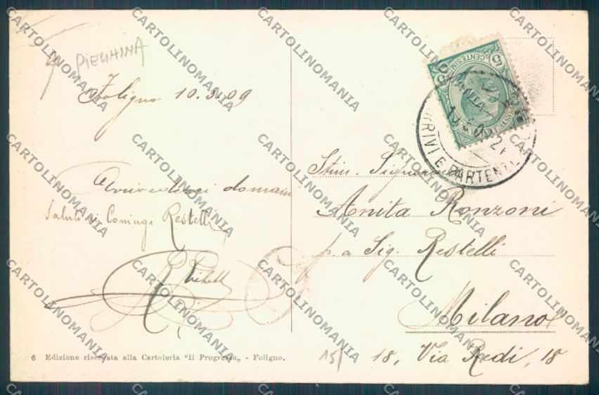 Perugia Foligno Palazzo Comunale PIEGHINA cartolina ZB5955 – retro
