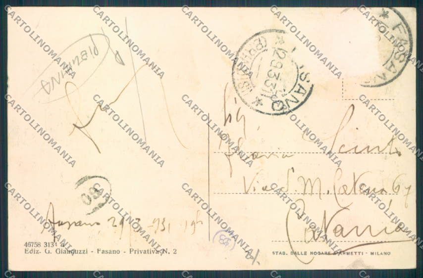 Brindisi Laureto Villeggiatura di Fasano PIEGHINA cartolina ZB6094 – retro