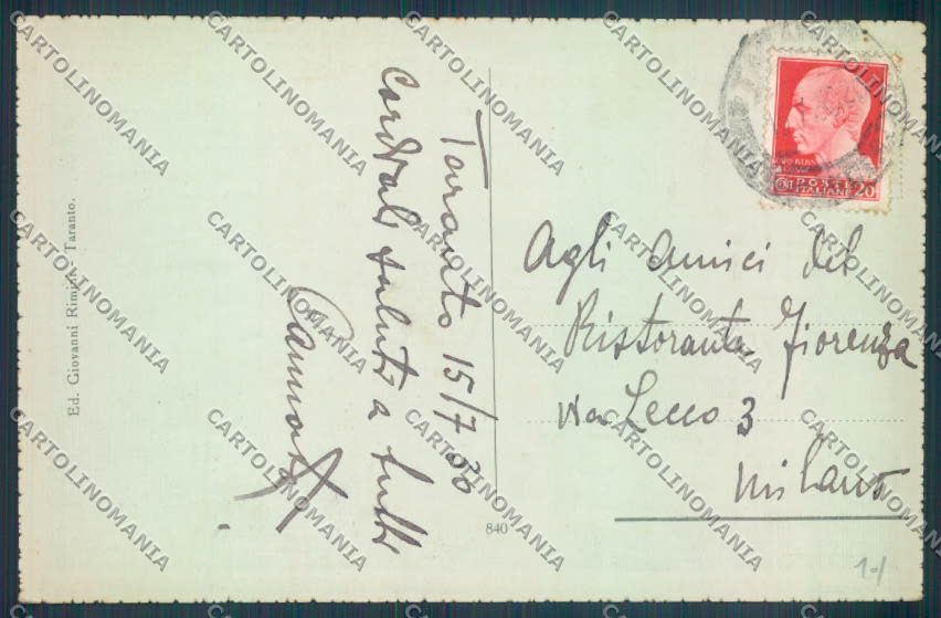 Taranto Città Palazzo degli Uffici cartolina ZB6550 – retro