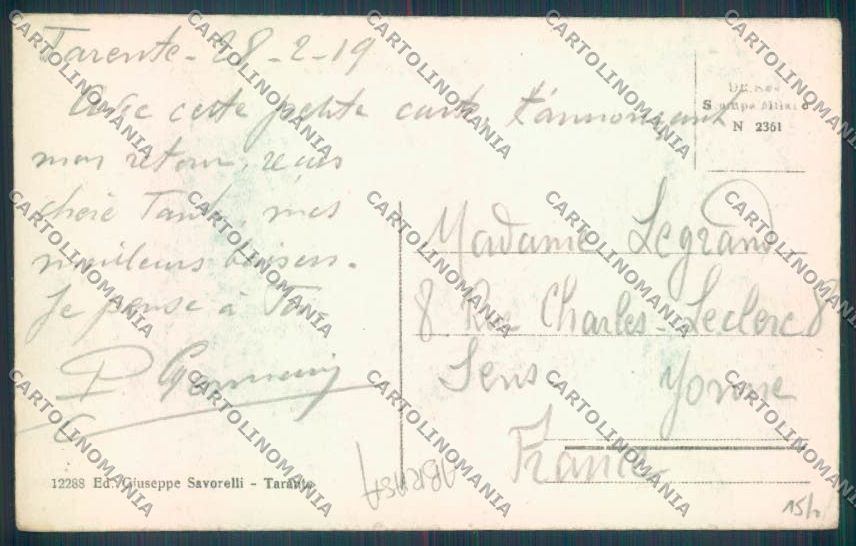 Taranto Città Palazzo degli Uffici ABRASA cartolina ZB6576 – retro