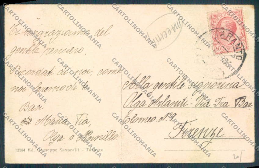Taranto Città MACCHIA cartolina ZB6778 – retro