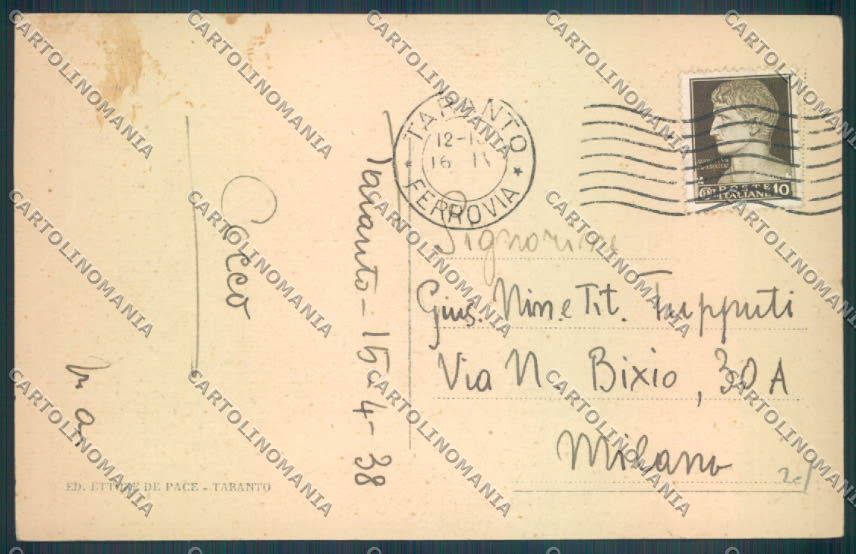 Taranto Città Palazzo Poste e Telegrafi cartolina ZB6784 – retro