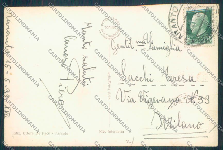 Taranto Città Palazzo delle Poste Foto cartolina ZB6791 – retro