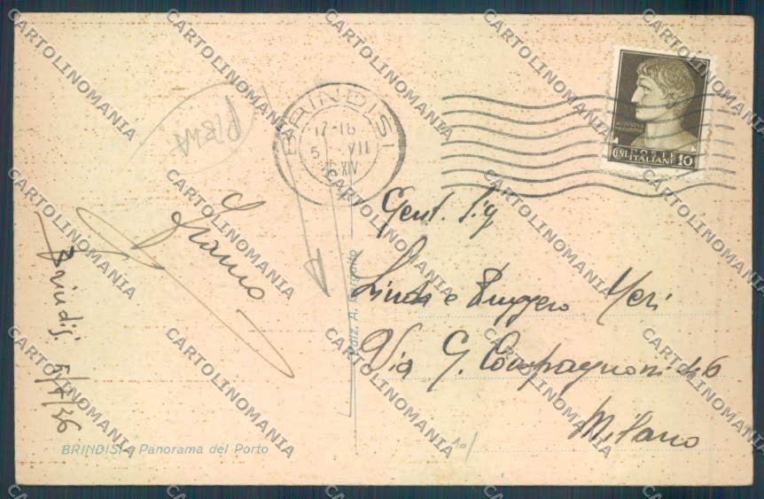 Brindisi Città PIEGA cartolina ZB6818 – retro