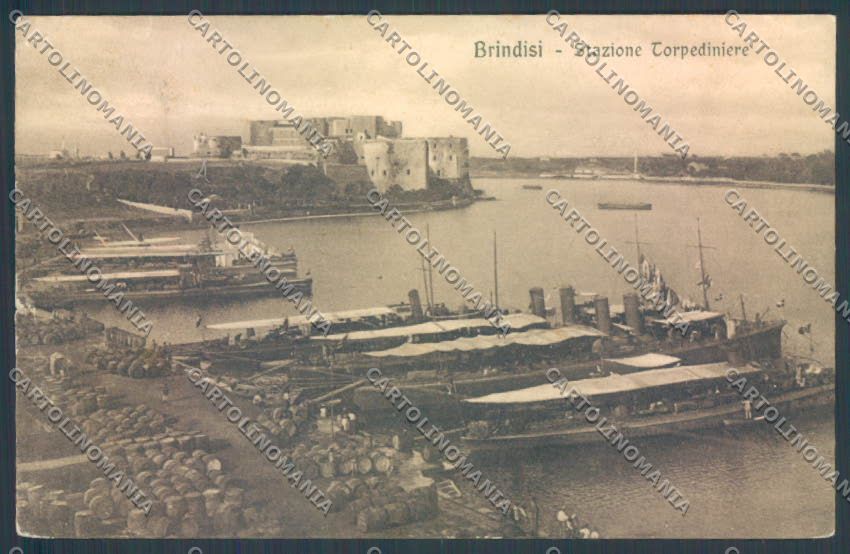 Brindisi Città Stazione Torpediniere STRAPPINO PIEGHINE cartolina ZB6856 – fronte