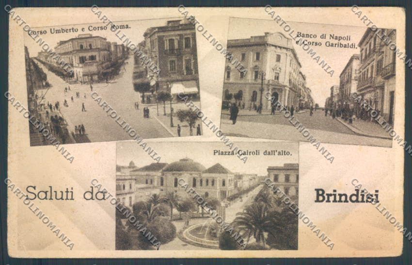 Brindisi Città Saluti da MACCHIA PIEGA cartolina ZB6878 – fronte